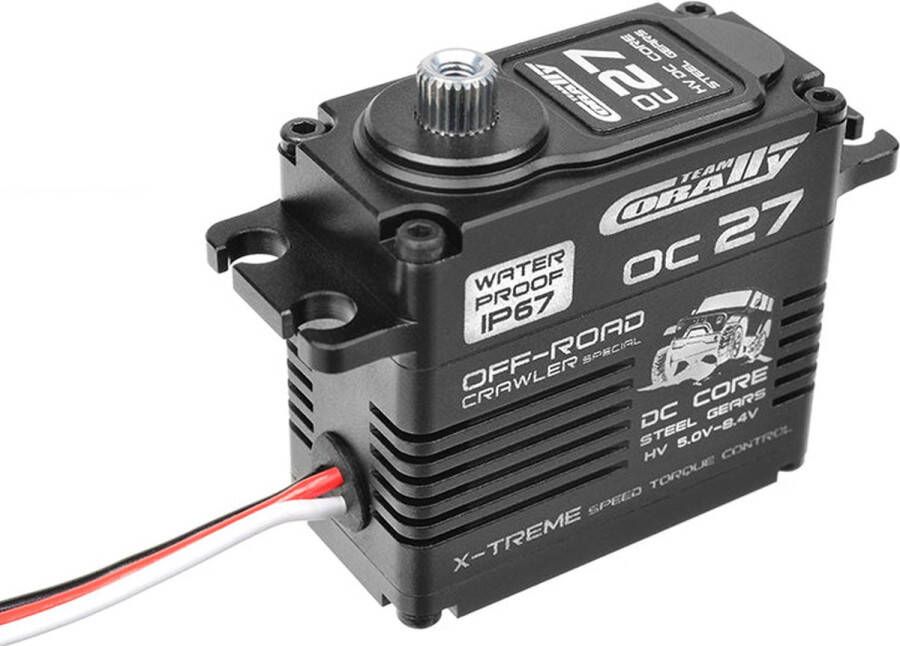 TEAM CORALLY OC-27 HV Digital Servo 5-8.4V IP-67 Core DC Motor Stalen tandwielen Kogelgelagert Aluminium behuizing