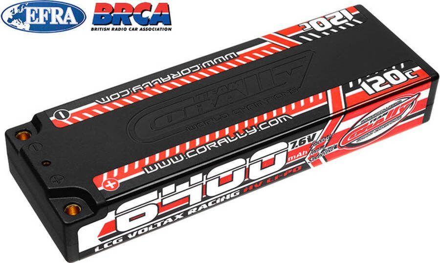 TEAM CORALLY Voltax 120C LiPo HV Battery 6400 mAh 7.6V LCG Stick 2S 4mm Bullit