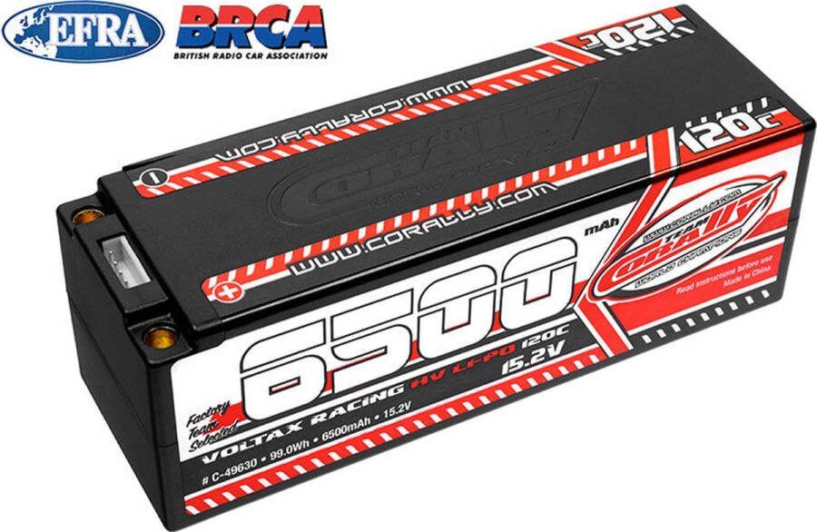 TEAM CORALLY Voltax 120C LiPo HV Battery 6500 mAh 15.2V Stick 4S 5mm Bullit