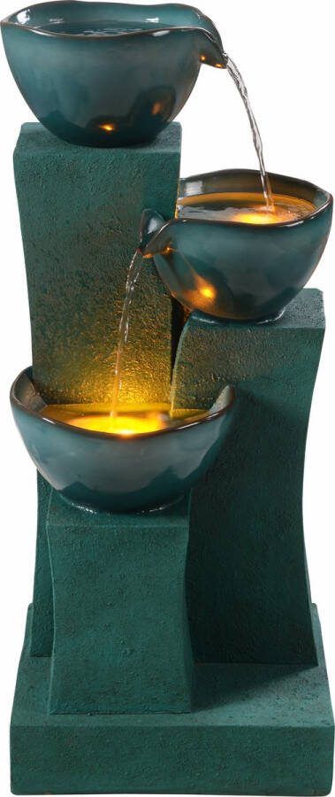 Teamson Home Tuin Water Fontein Met Lichten Waterornament 4-Laags Cascadekomontwerp Tuindecoratie Groen