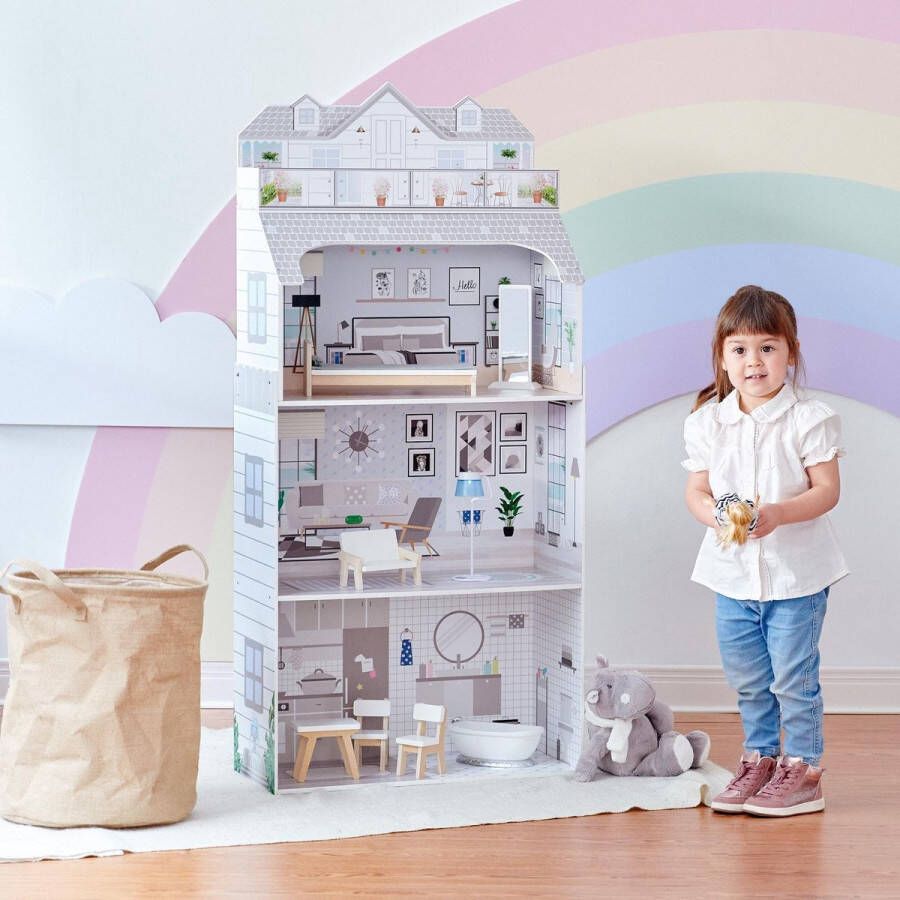Teamson Kids 3 Lagen Poppenhuis Voor 12 Poppen Accessoires Voor Poppen Kinderspeelgoed