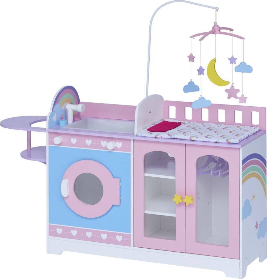 Teamson Kids 6-in-1 Veranderen Station Voor Tot 16 Poppen Accessoires Voor Poppen Kinderspeelgoed Roze Purper