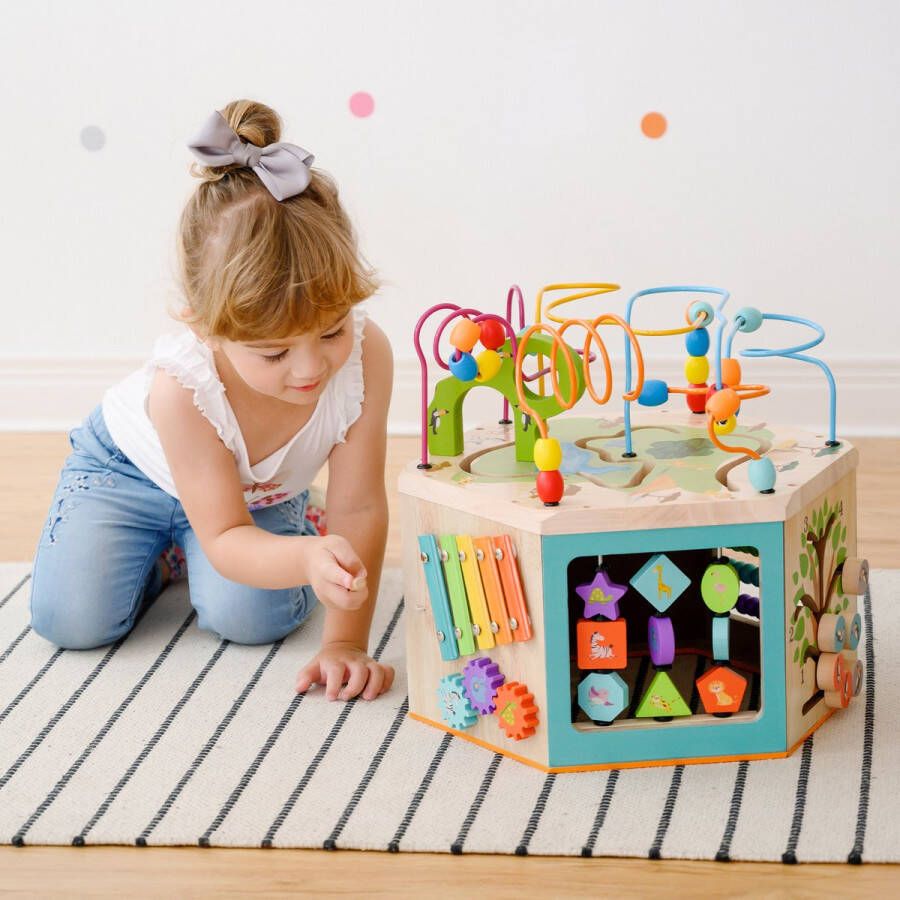 Teamson Kids Houten Activiteit Kubus 7-in-1 Baby Speelgoed Kinderspeelgoed Educatief Speelgoed