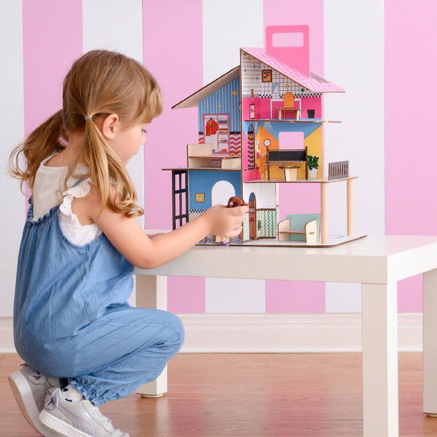 Teamson Kids Houten Poppenhuis Voor 3.5 Poppen Omvat 12 Accessoires Kinderspeelgoed Veelkleurig