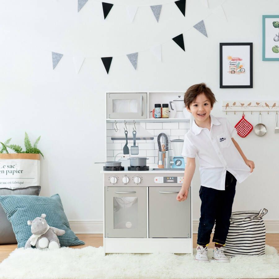 Teamson Kids Klassieke Houten Speelkeuken Kinderspeelgoed Rollenspel Speelgoed Grijs