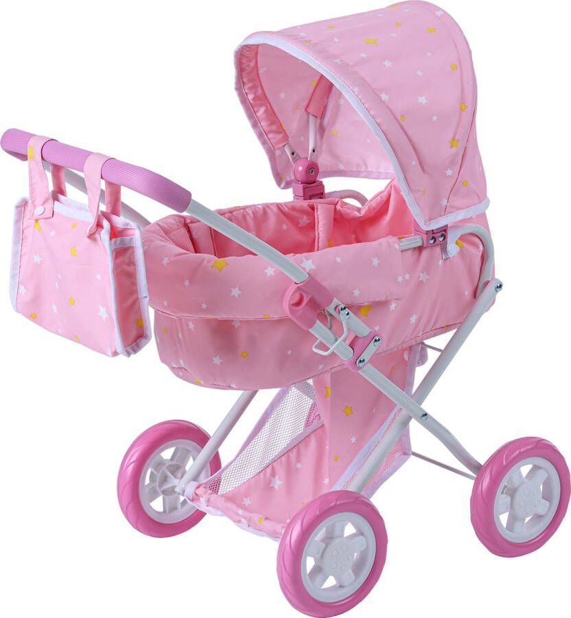 Teamson Kids Luxe Poppenwagen Voor Babypoppen Accessoires Voor Poppen Kinderspeelgoed Roze Wit Sterren