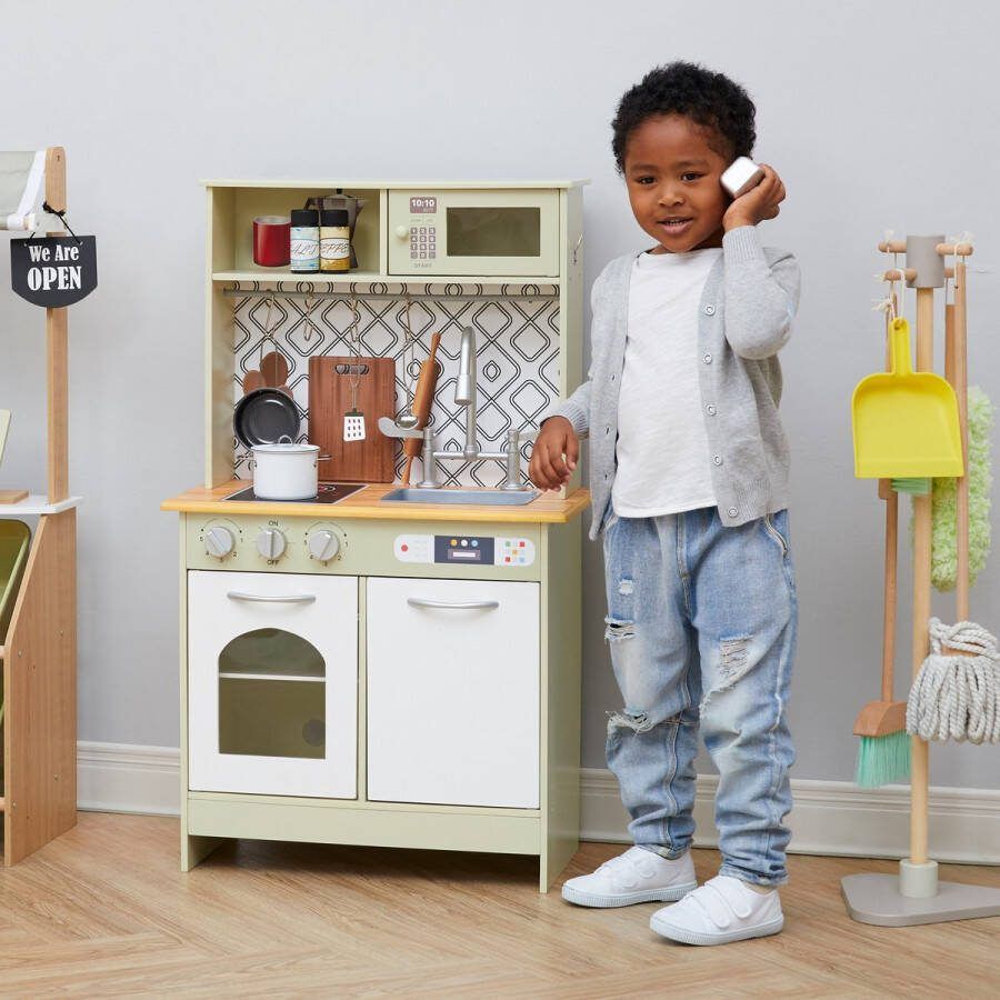 Teamson Kids Modern Houten Speelkeuken Kinderspeelgoed Rollenspel Speelgoed Groen Wit