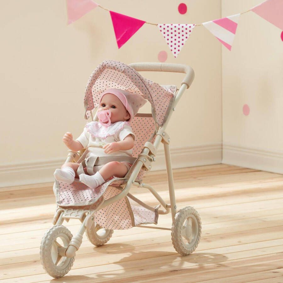 Teamson Kids Poppenwagen Voor Babypoppen Accessoires Voor Poppen Kinderspeelgoed Roze Grijs Polka Dot