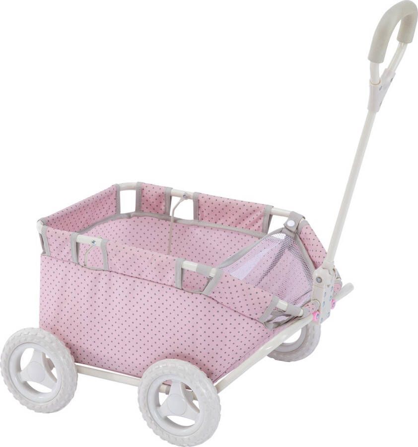 Teamson Kids Poppenwagen Voor Babypoppen Trek Wagen Accessoires Voor Poppen Kinderspeelgoed Roze Grijs Polka Dot