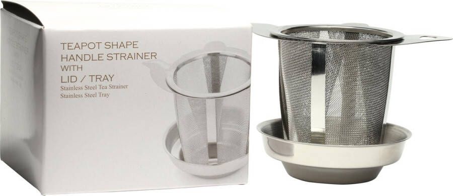 Teapot Strainer Theefilter met Onderzetje Theetipje Theezeef Theepotvorm Inox Roestvrij Staal