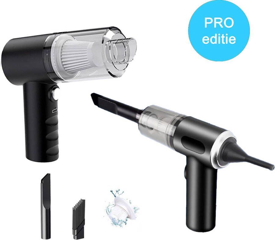 TechEssentials 2-in-1 Kruimeldief Air Duster USB-C Incl. Opzetstukken HEPA Filter Handstofzuiger Auto Snoerloos Perslucht Vacuum Cleaner