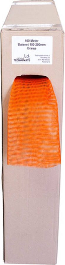 Techniparts Buisnet Netkous rekbereik 100 tot 200mm Volle Dispenser doos 100m (Oranje)