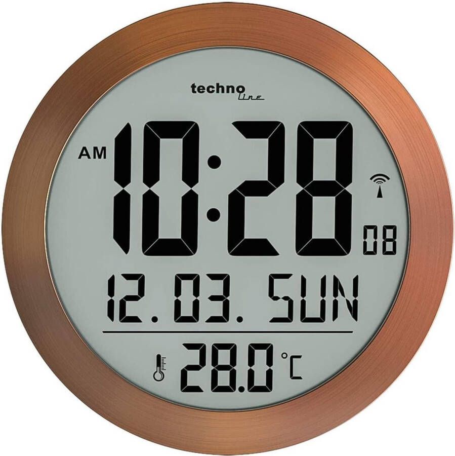 Technoline Digitale radiogestuurde wandklok tafelklok Thermometer Datum Wekker functie WS 8038