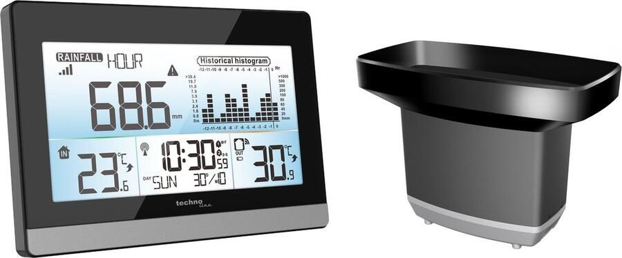 Technoline weerstation WS 9016 180x110x38mm zwart zilver met regenmeter TL-WS9016