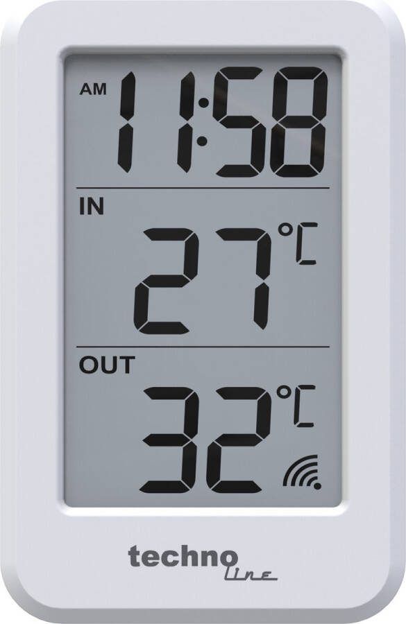 Technoline thermometer WS 9172 70x110x22mm wit met 1 buitensensor 100m TL-WS9172