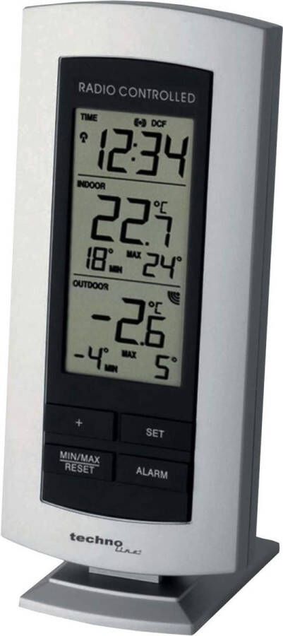 Technoline weerstation WS 9140 73x158x25mm zwart zilver met 1 buitensensor 100m TL-WS9140