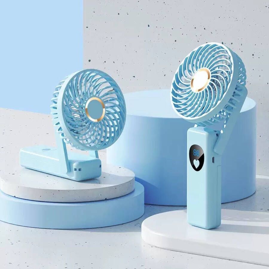 Techvavo Draagbare Ventilator met Oplaadbare Batterij Tafelventilator Handventilator Verkoeling met 5 Windsnelheden Blauw