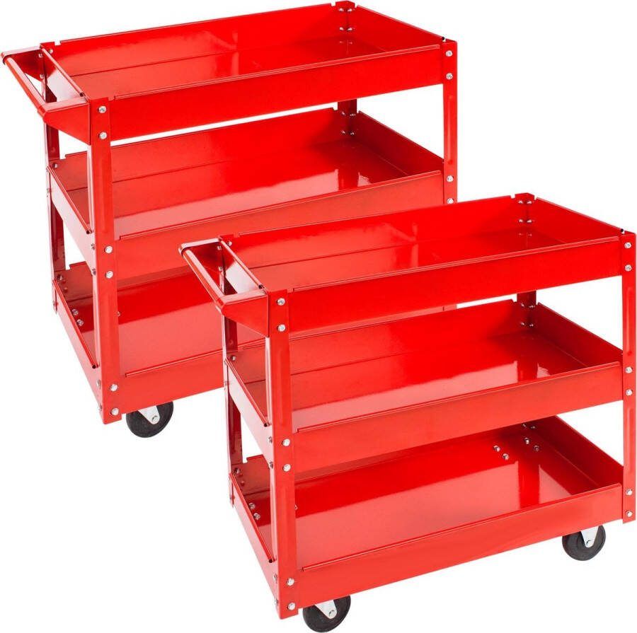 Tectake 2 Werkplaatswagens met 3 legborden 402422