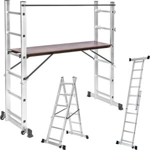 Tectake 401668 Multifunctionele ladder Steiger stelling Werkhoogte 1m