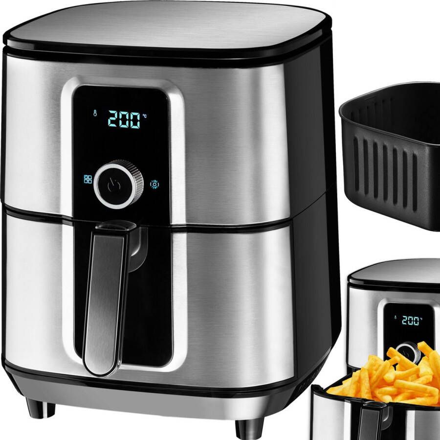 Tectake Airfryer Ben 10 2 l Heteluchtfrituur Friteuse Touchscreen Zilverkleurig 404213