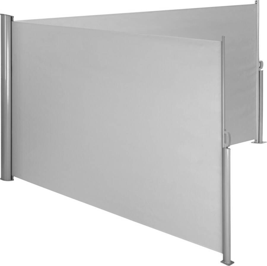 Tectake Aluminium windscherm uitschuifbaar uitrolbaar zijluifel terrasscherm privacyscherm dubbel 200 x 600 cm grijs 402337