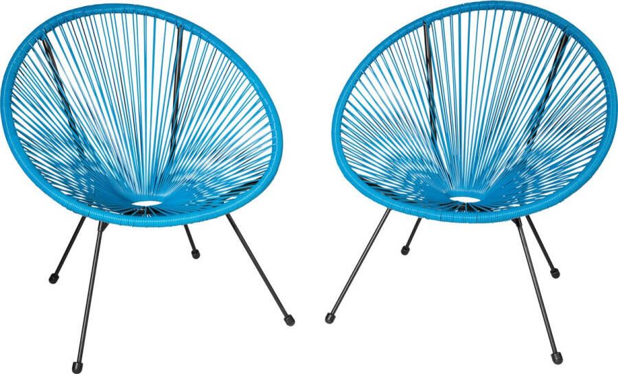 Tectake Balkonset tuinset kuipstoel Set van 2 stoelen Santana blauw 404409