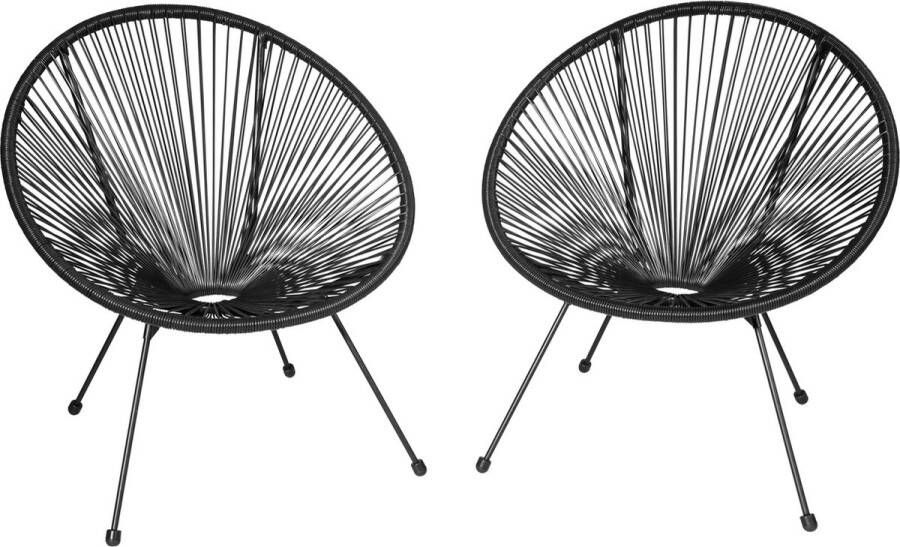 Tectake – balkonset – tuinset Set van 2 stoelen “Santana”– zwart