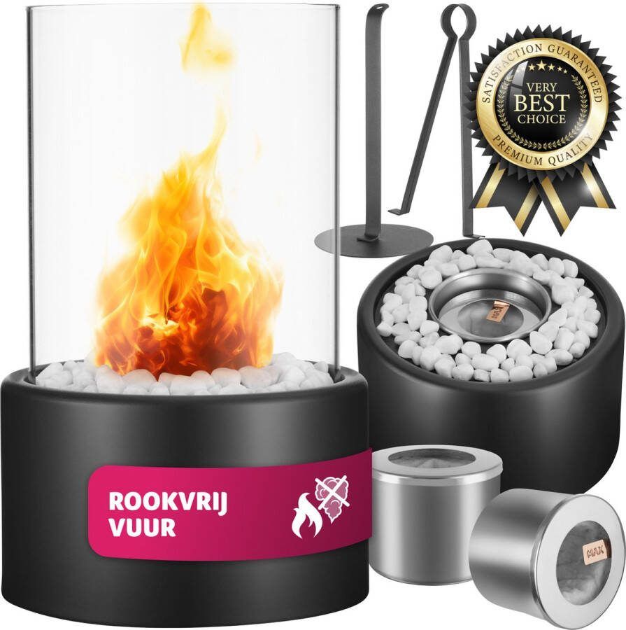 Tectake Bio-ethanol Tafelhaard Terras- en Balkondecoratie Tafelvuur met Ethanol Woonaccessoires en Outdoor Campinggadgets Tafeldecoratie voor Binnen en Buiten
