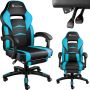 Tectake Bureaustoel Gamingchair Luxe Racingstoel Zwart Azuurblauw Met Voetensteun Gamestoel Burostoel - Thumbnail 1