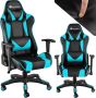 Tectake Bureaustoel Twink zwart azuurblauw 403206 -gamestoel gaming chair - Thumbnail 1