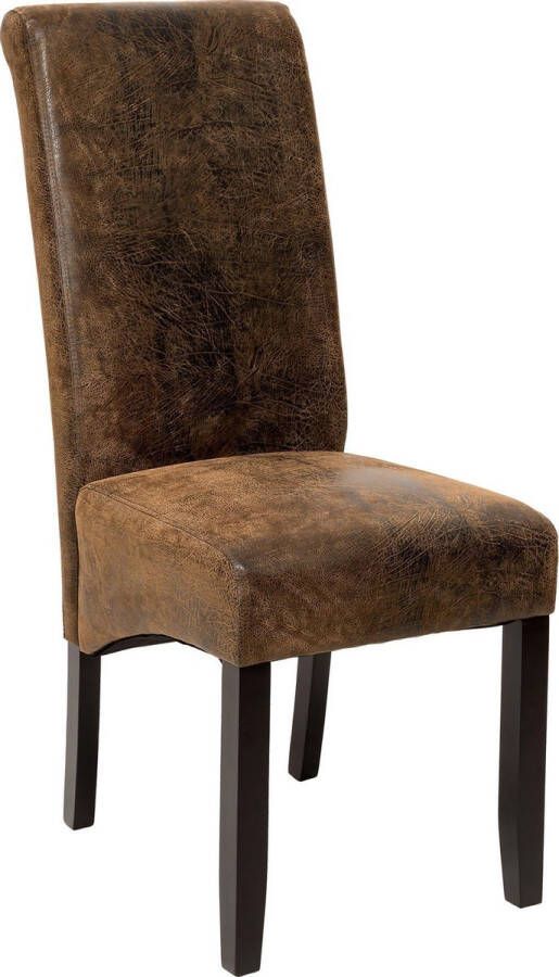 Tectake Design eetkamerstoel stoel ergonomisch antiek suede lederlook bruin 401484