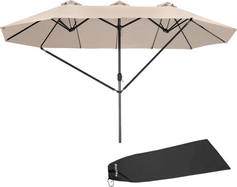 Tectake Dubbele parasol Silia Terrasparasol XXL-parasol Incl. beschermhoes beige 404253
