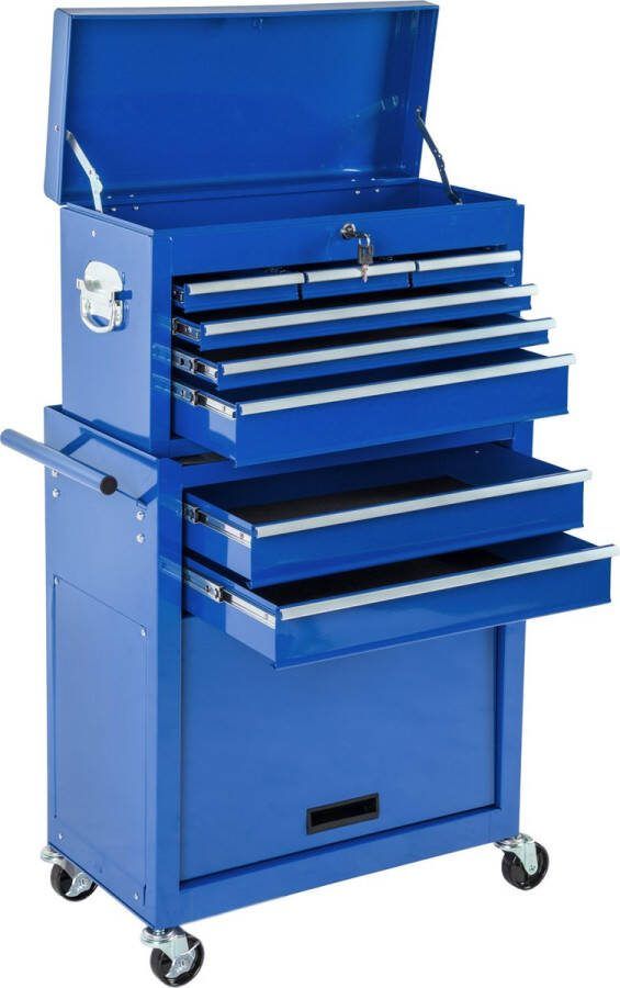 Tectake Gereedschapswagen met 8 lades blauw 402804