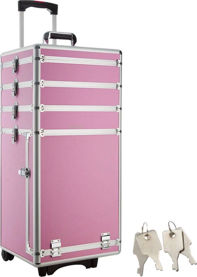 Goose Lyne Cosmetica koffer Make-up koffer Make up trolley Cosmetica Trolley Roze