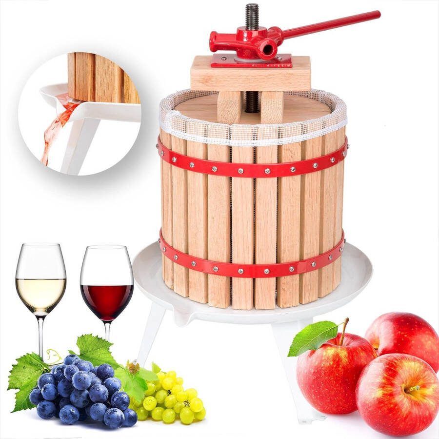 Tectake fruitpers wijnpers sapcentrifuge 12L incl. persdoek 402019