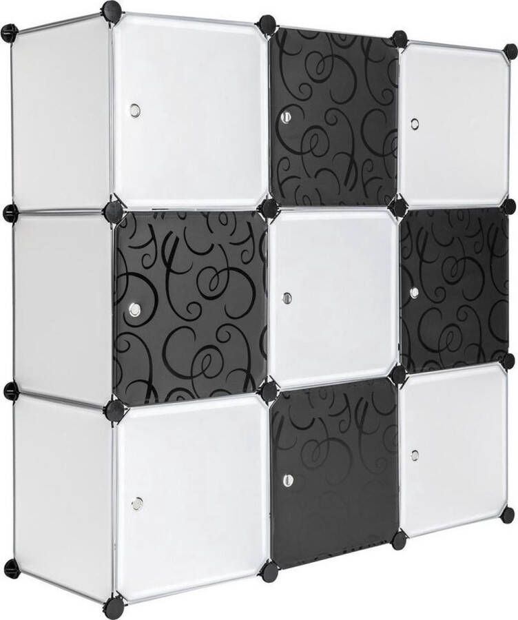 Tectake Multifunctioneel opbergmeubel kledingkast zwart wit 401576