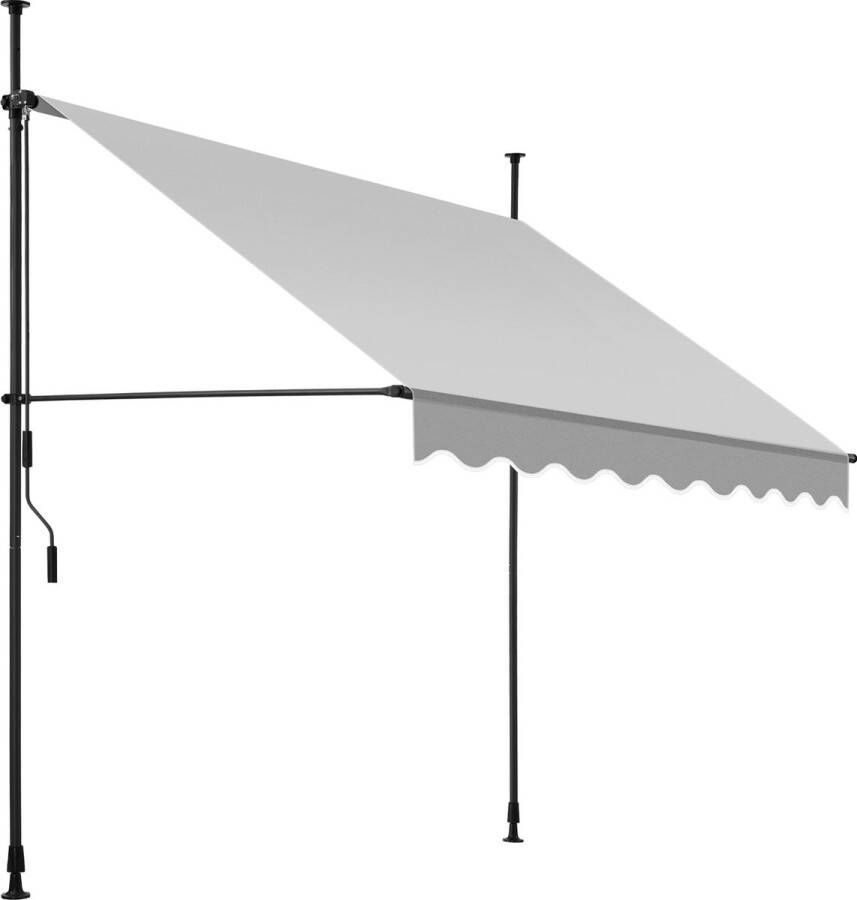 Tectake klemluifel Zonnescherm – Zonneluifel Verstelbaar Klem-zonwering Zonnescherm Balkon 200 x 180 cm lichtgrijs– zonwering 404958