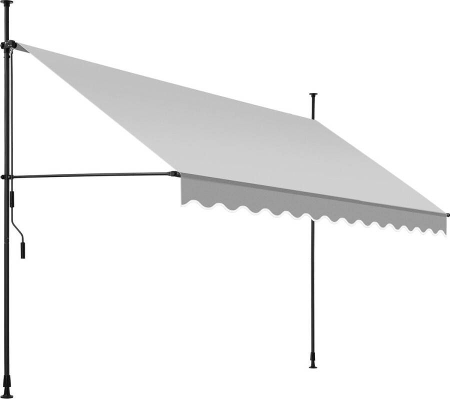 Tectake klemluifel Zonnescherm – Zonneluifel Verstelbaar Klem-zonwering Zonnescherm Balkon 350 x 180 cm lichtgrijs – zonwering 404967