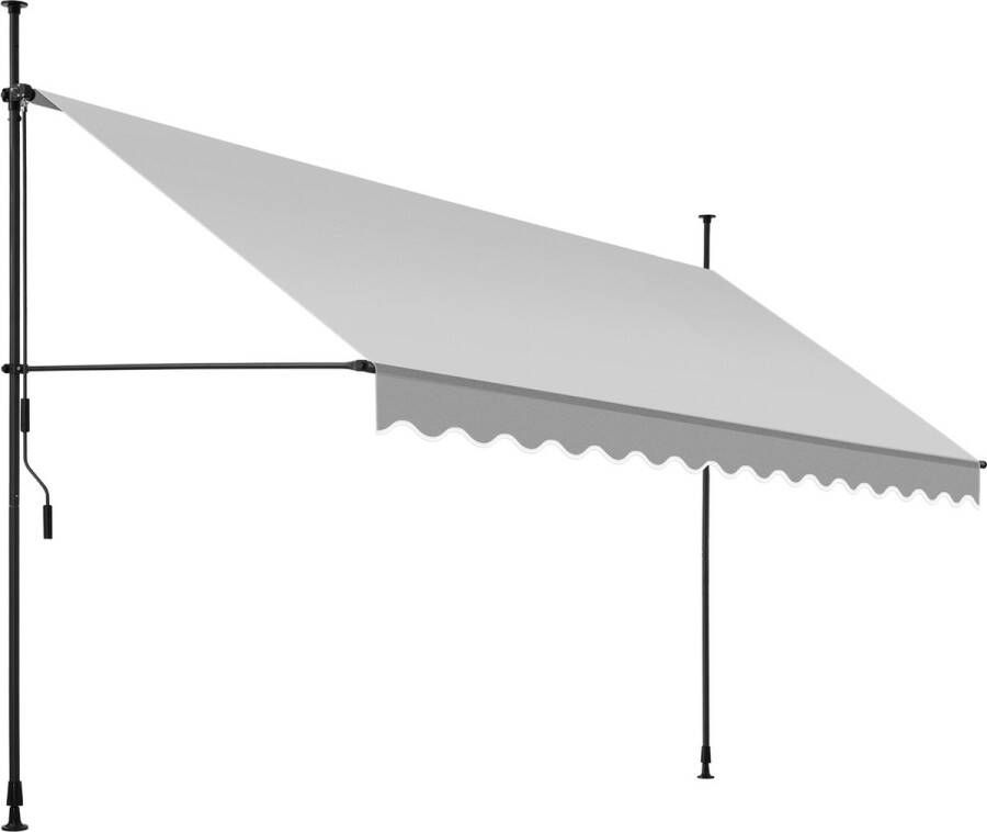 Tectake klemluifel Zonnescherm – Zonneluifel Verstelbaar Klem-zonwering Zonnescherm Balkon 400 x 180 cm lichtgrijs – zonwering 404970