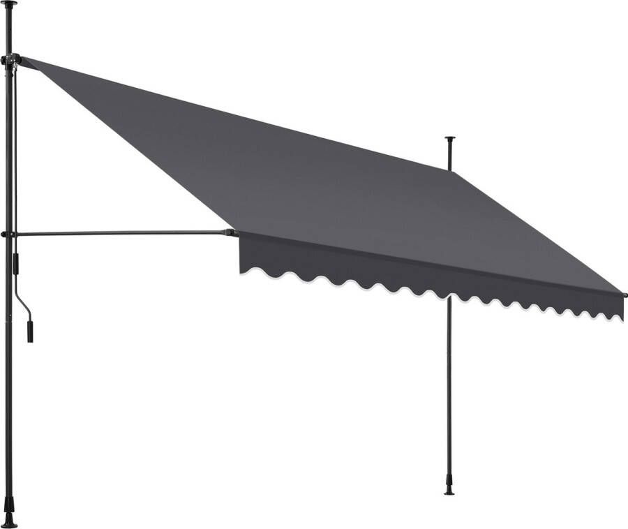 Tectake klemluifel Zonnescherm – Zonneluifel Verstelbaar Klem-zonwering Zonnescherm Balkon 400 x 180 cm zwartgrijs – zonwering 404971