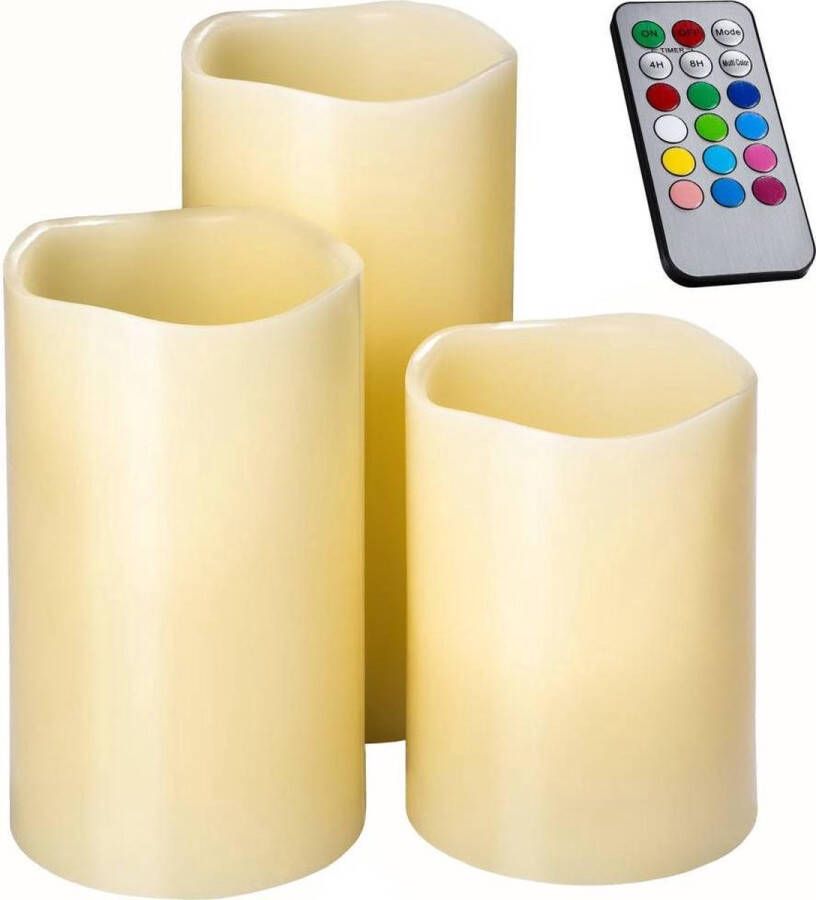 Tectake LED-kaarsen met kleurwisseling 3 kaarsen in verschillende maten- 402409