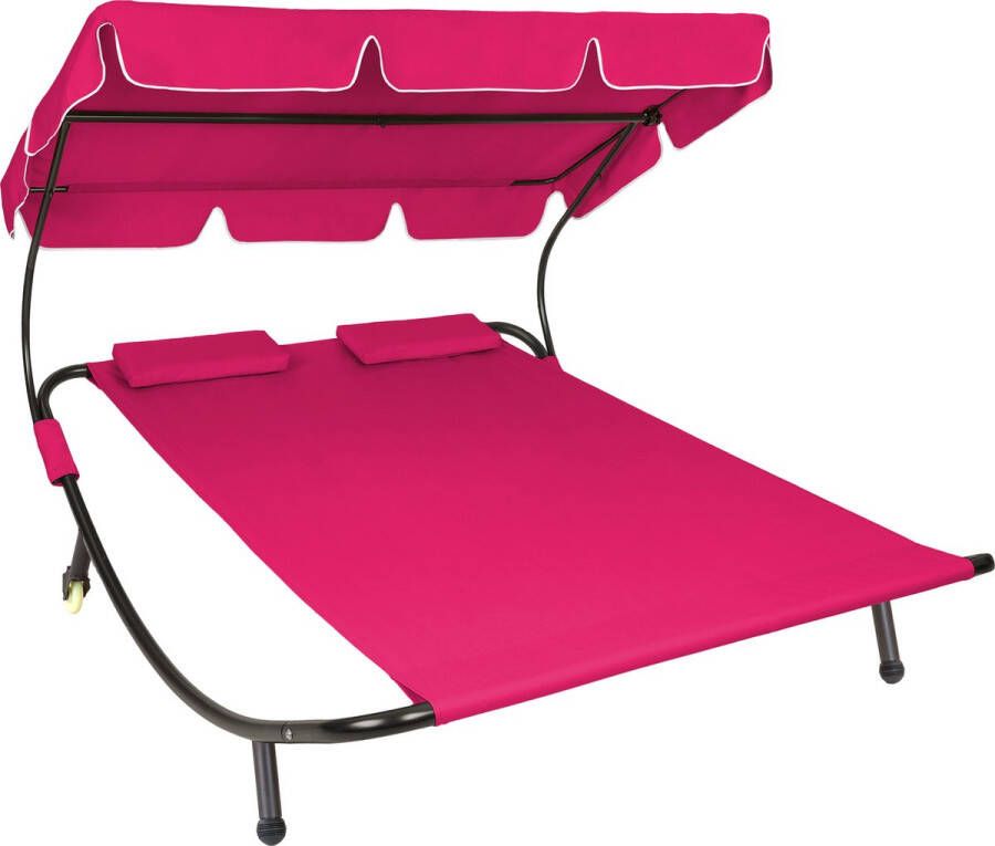 Tectake Ligbed Livorno voor 2 personen zonnebed ligstoel roze 404867