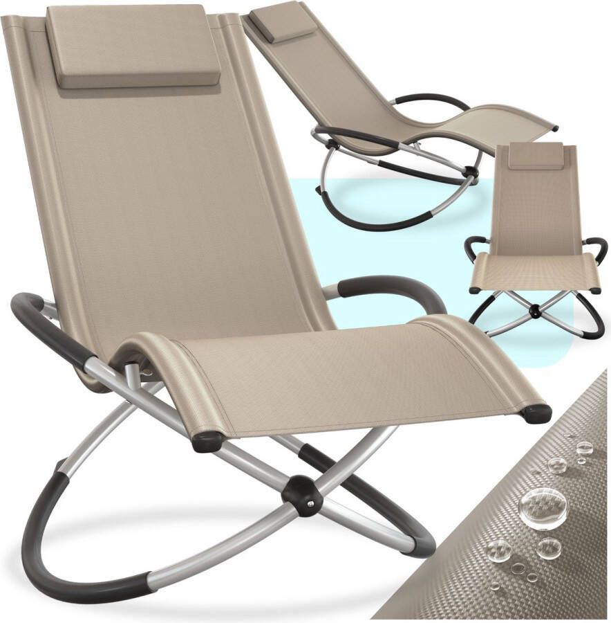 Tectake ligstoel ligbed zonnebed ergonomisch opvouwbaar Draagkracht 150 kg beige