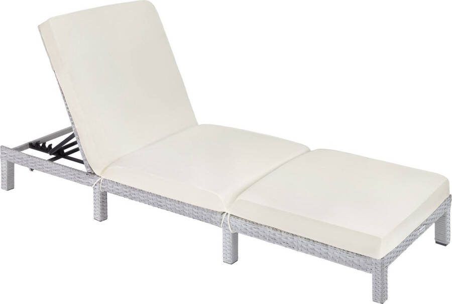 Tectake ligstoel ligbed zonnebed Ligstoel Loungebed lichtgrijs verstelbare rugleuning 5 standen