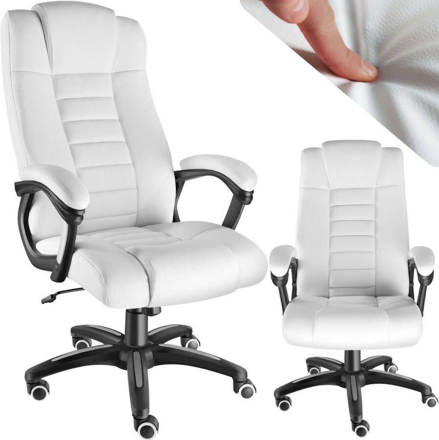 Tectake Luxe directie bureaustoel burostoel kantoorstoel kunstleer wit 404390