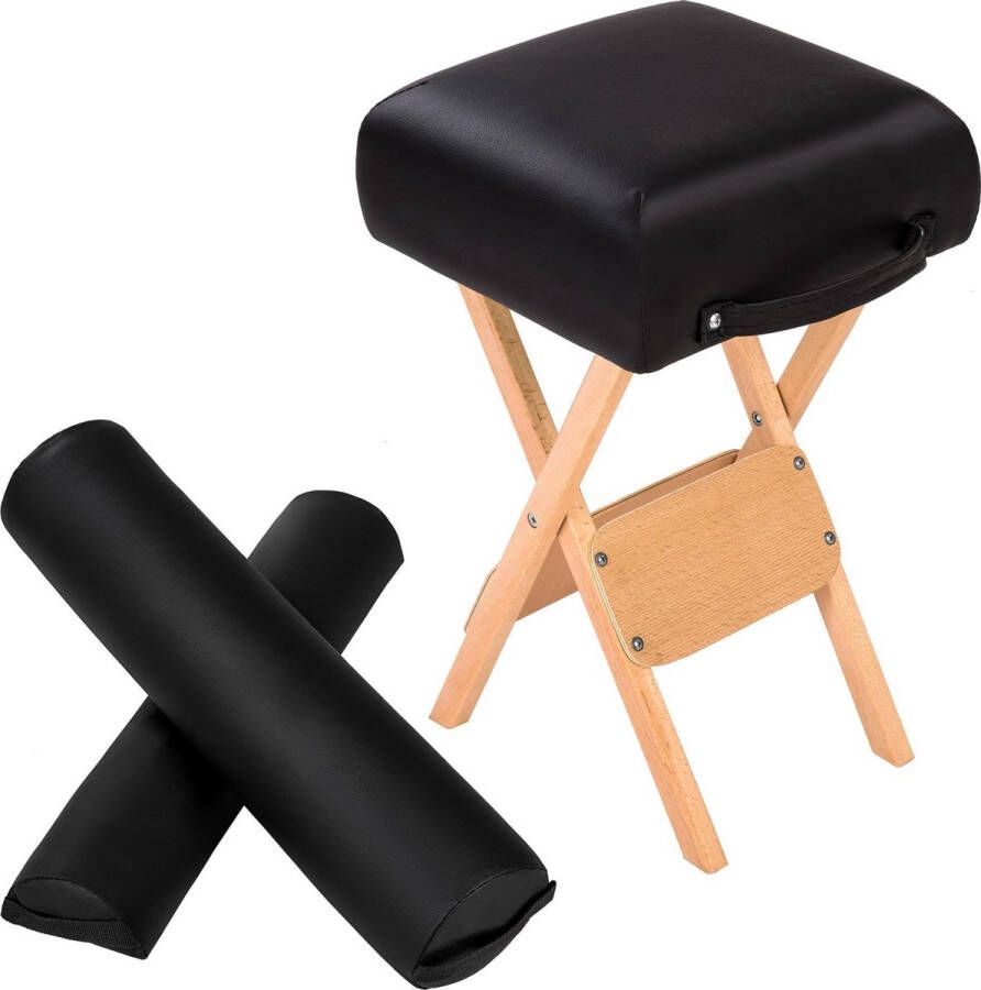 Tectake Massage Hocker met 2 rolkussens zwart 400431