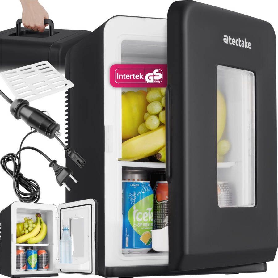 Tectake Mini-Autokoelkast of Mini-Slaapkamerkoelkast Draagbare Minibar 25L 2in1-functie: Koelen en Verwarmen Ideale Elektrische Koeler voor Dranken Kamperen Reizen Cosmetica Make-up