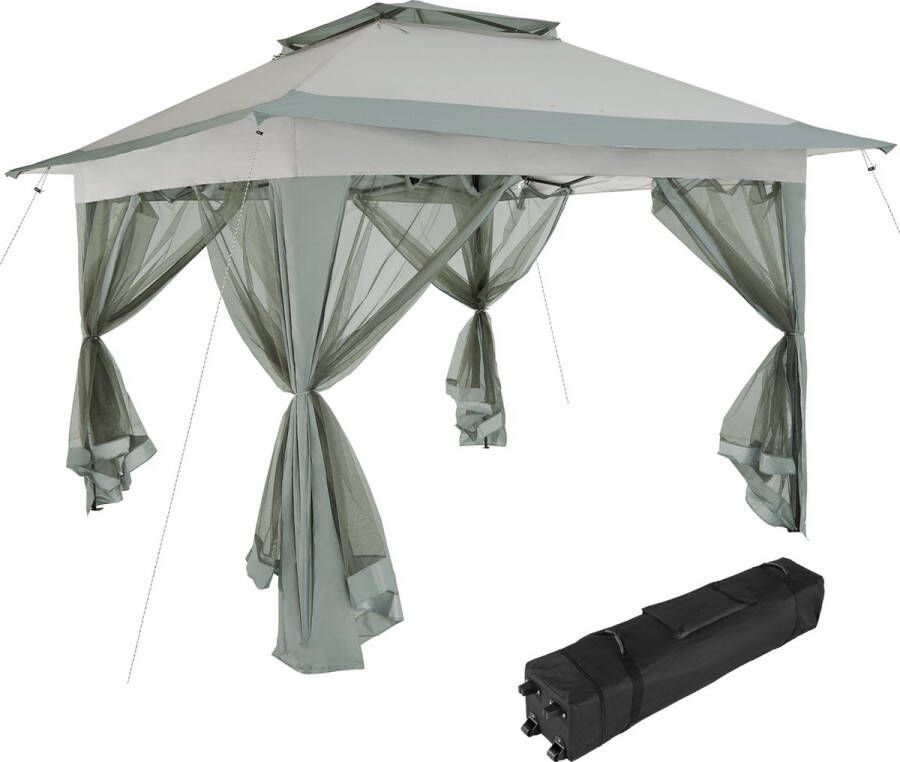 Tectake Opvouwbaar paviljoen Carabobo 364x364x294cm lichtgrijs 404883