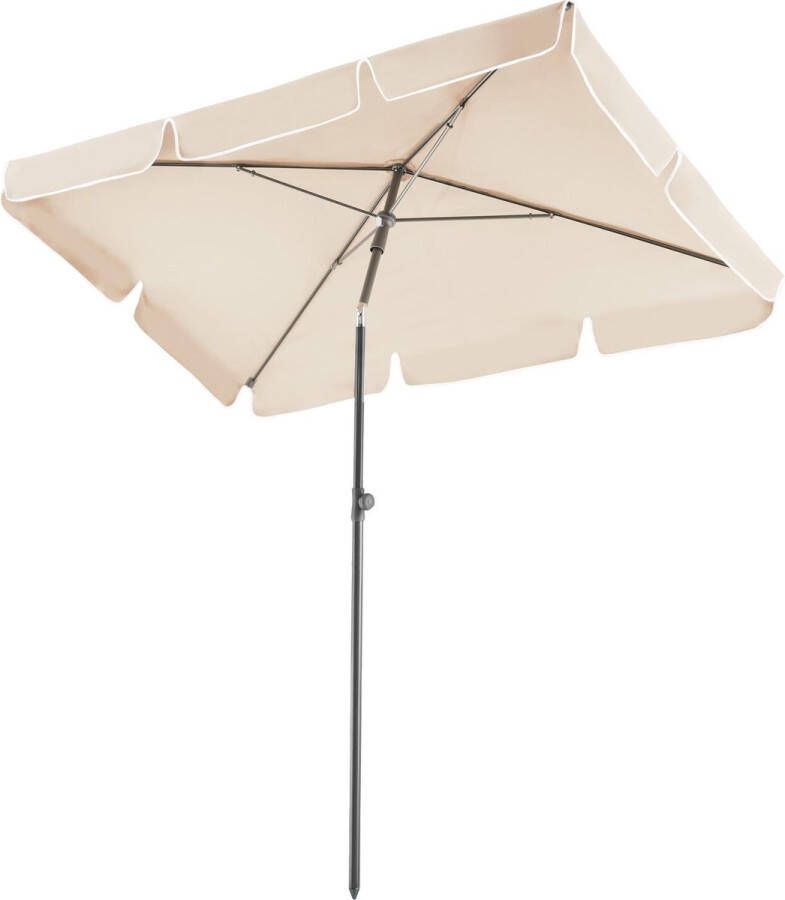 Tectake Aluminium tuinparasol in hoogte verstelbaar en kantelbaar Balkonparasol 200 x 125 x 235 cm Rechthoekige parasol met UV-bescherming 50+ Voor balkon terras en tuin beige