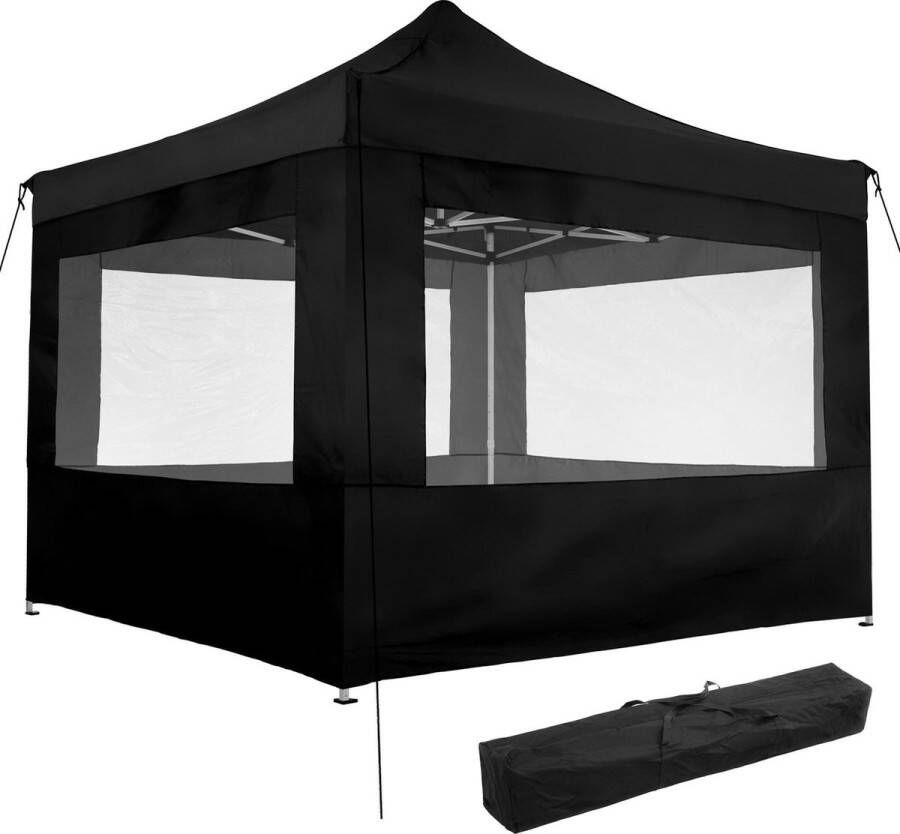 Tectake partytent 3x3 m. opvouwbaar -4 wanden -zwart 403154